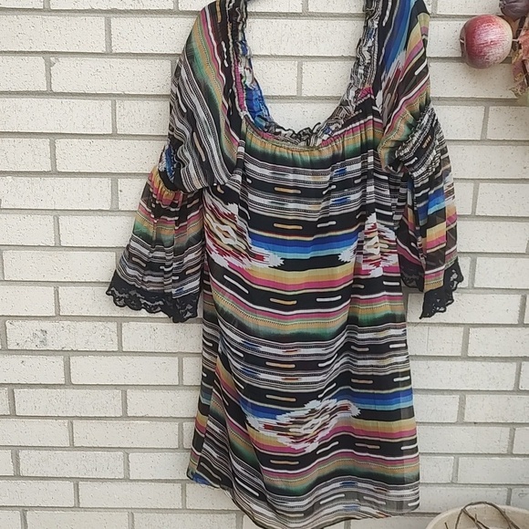 Boho Embroidered Off-Shoulder Top - Multicolor - Picture 7 of 10